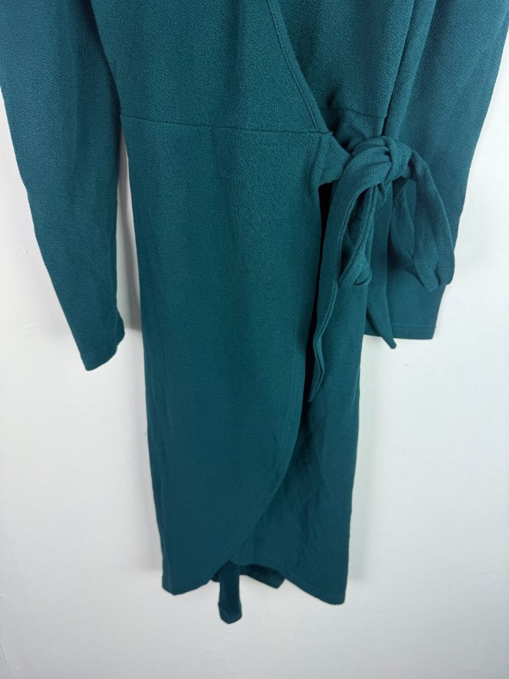 NWT Cupshe Belted Teal Puff Sleeve Wrap Dress Long Sleeves Green Size XS NEW - Picture 4 of 10